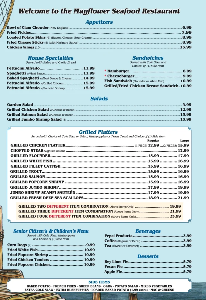 MayFlower Seafood Restaurant menu